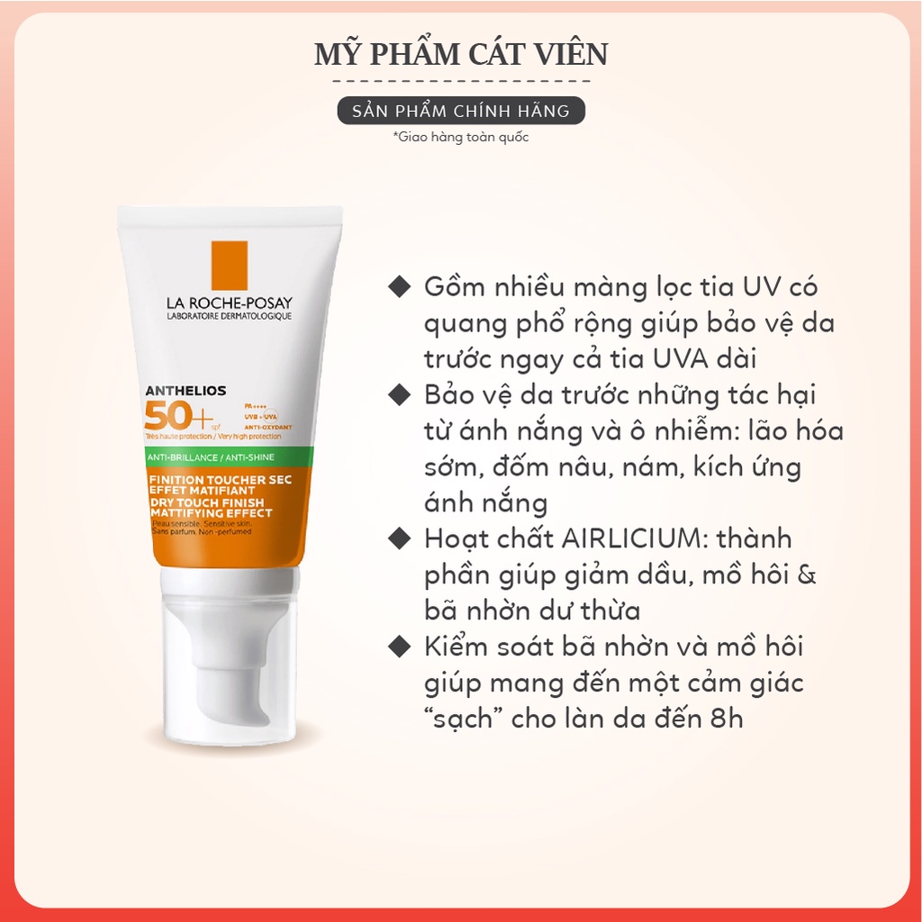 Kem chống nắng giảm bóng nhờn LA ROCHE-POSAY - ANTHELIOS ANTI SHINE GEL CREAM SPF50+ - Lọ 50ml