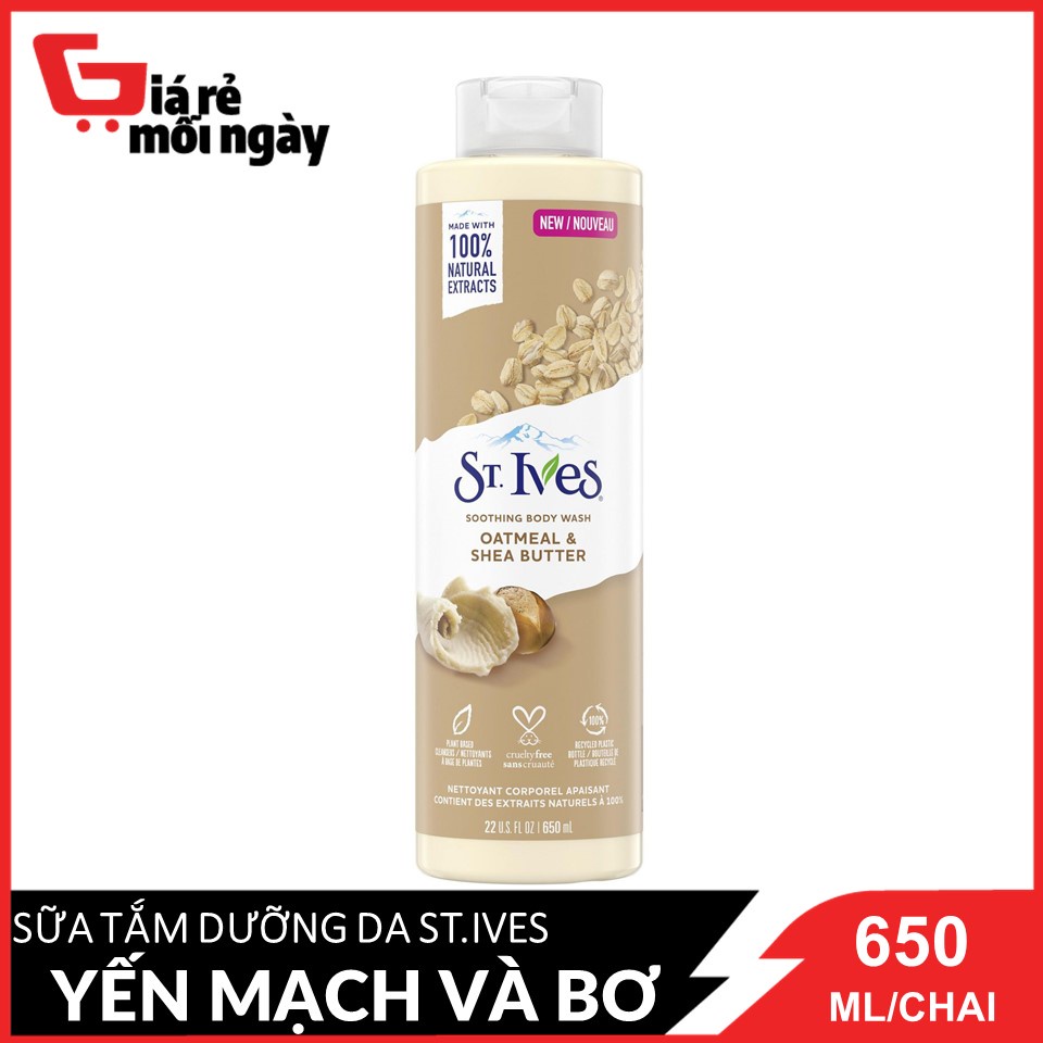 Sữa tắm dưỡng da st.ives yến mạch và bơ soothing oatmeal &amp; shea butter 650ml