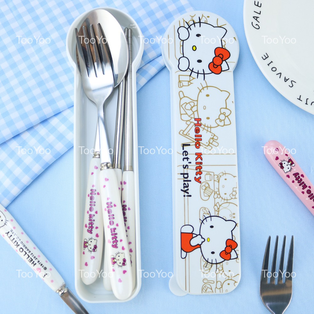 Bộ muỗng nĩa đũa cán sứ người lớn nhiều mẫu dễ thương cute TooYoo BK00358