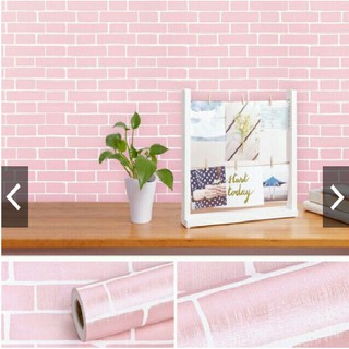 CUỘN 10M DECAL GIẤY DÁN TƯỜNG GẠCH HỒNG KHỔ 45CM KEO SẴN BÓC DÁN