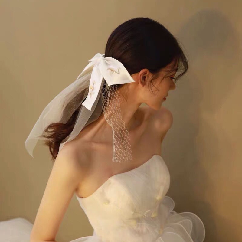 [Aishang Beautiful]kẹp tóc Satin hình hoa nhỏ thắt nơ phong cách Mori nghệ thuật thủ công mỹ phẩm trang điểm cô dâu chụp ảnh du lịch nước ngoài