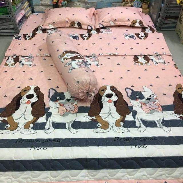 Drap cotton poly full nguyên bộ 5 món