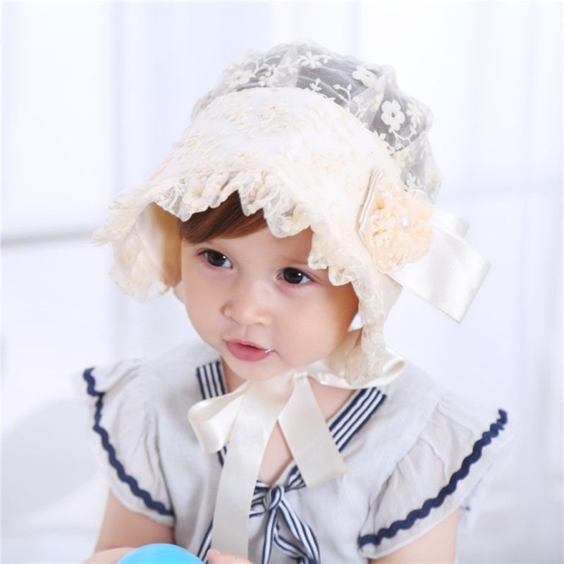 Mũ Bonnet Phối Ren Chống Nắng Mùa Hè Cổ Điển Cho Bé Gái Sơ Sinh