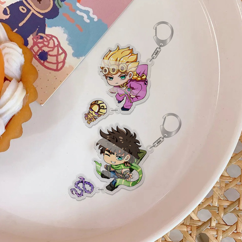 Móc khóa nhựa acrylic trong suốt hai mặt hình anime Jojo 's Bizarre Adventure