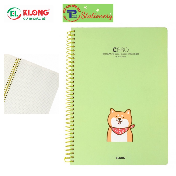 Sổ lò xo đơn Klong Caro  mm A4 - 200,300 trang; MS 590,591