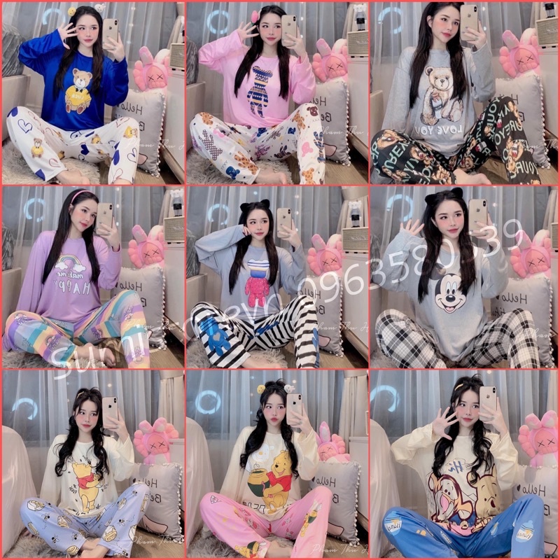 BỘ PIJAMA DÀI TAY , ĐỒ BỘ THUN TAY DÀI, BỘ NGỦ DÀI TAY