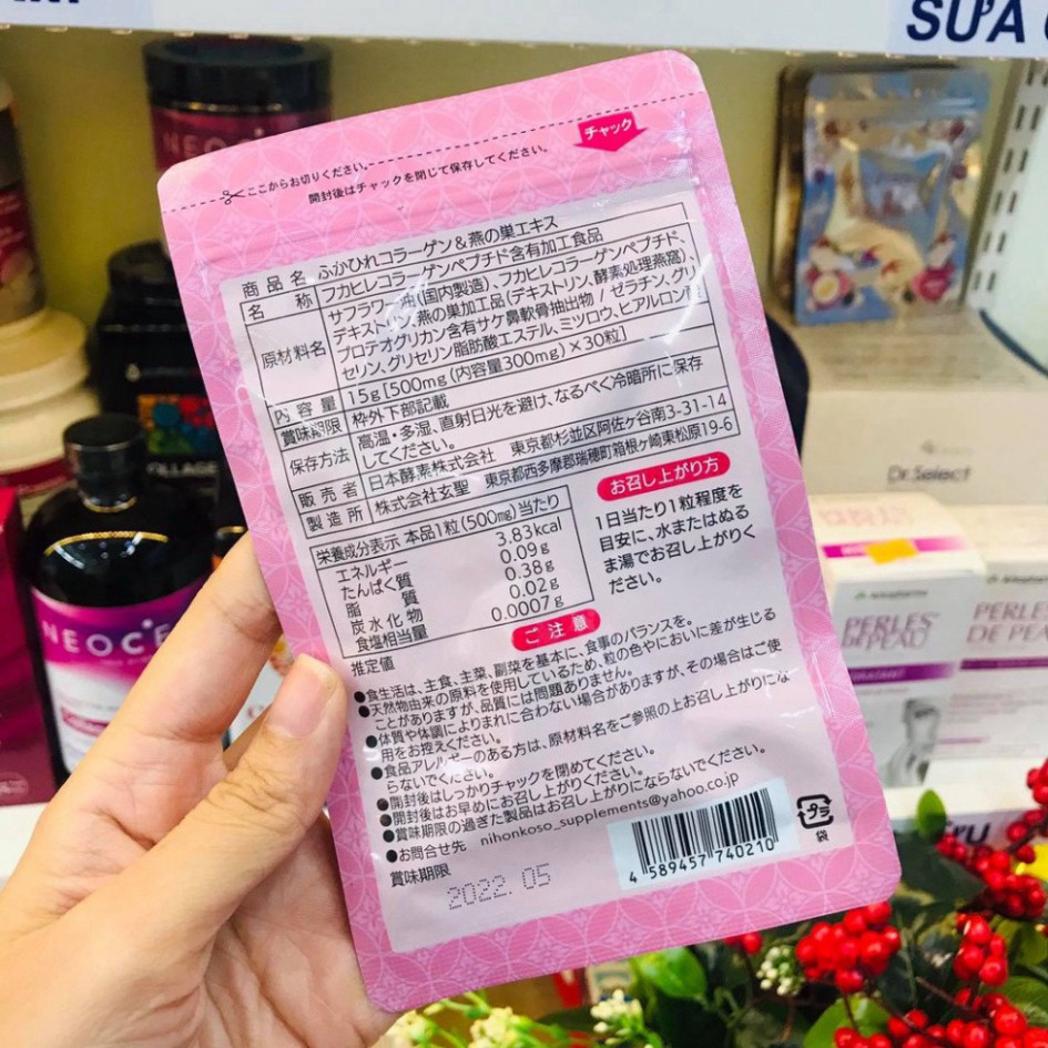 Viên Uống Koharu Collagen Tươi Nhật Bản - Collagen Chiết Xuất TỔ YẾN Và SỤN MŨI CÁ HỒI 30 Viên