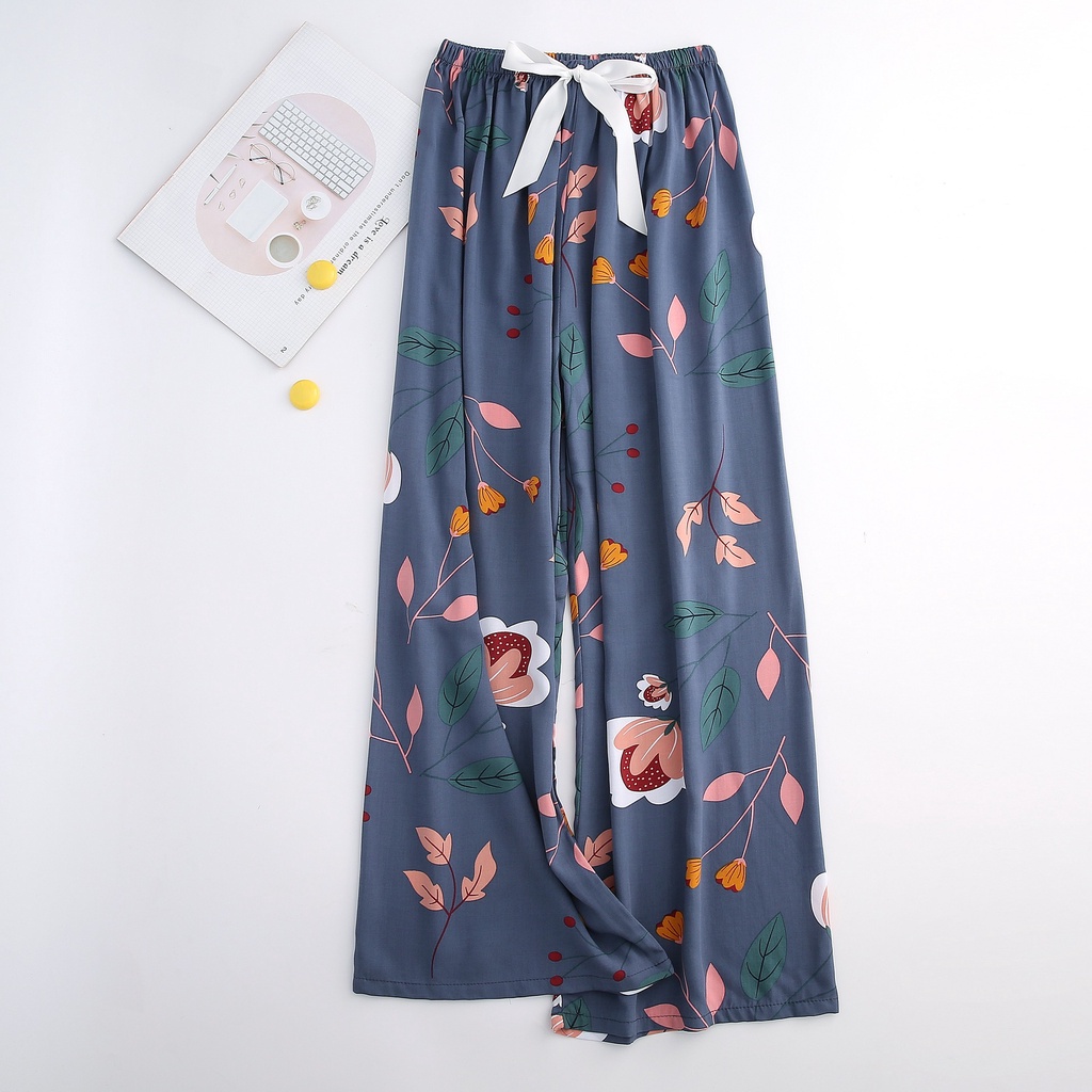 Quần Ngủ Cotton Lụa Ống Rộng Phong Cách Mới Mùa Hè Cho Phụ Nữ Mang Thai