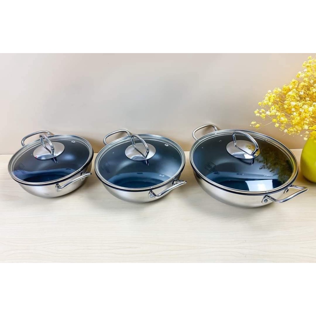 Nồi chảo chống dính bếp từ cao cấp Nồi Chảo Fivestar Inox chống dính 3 lớp đáy size 22cm- Chính hãng Bảo Hành 5 Năm