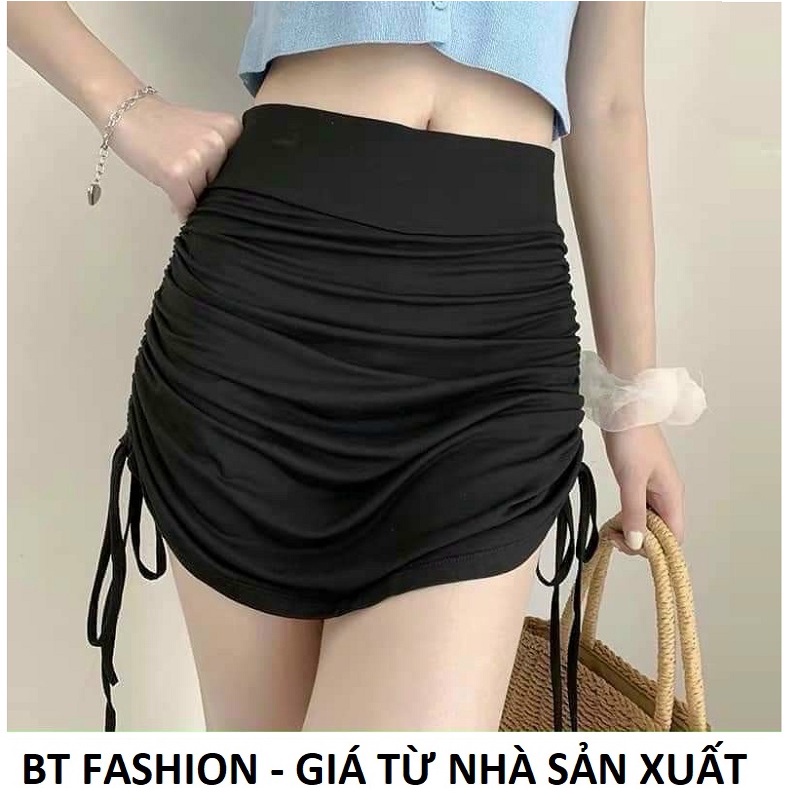 Chân VÁY Ngắn Thun Ôm Body Dây Rút 2 Bên HOT - BT Fashion  + VIdeo, Hình Thật