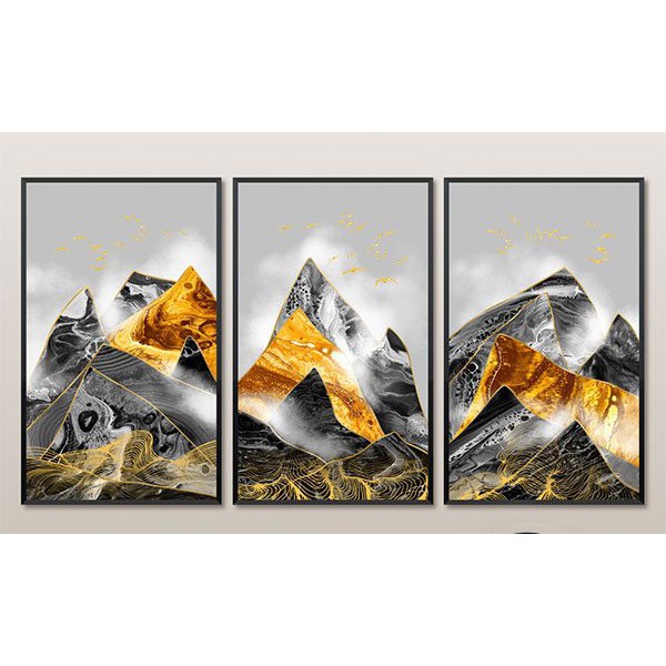 Bộ 3 tranh canvas nghệ thuật đồi núi kích thước 40x60, tranh in trên nền vải sắc nét, dễ treo