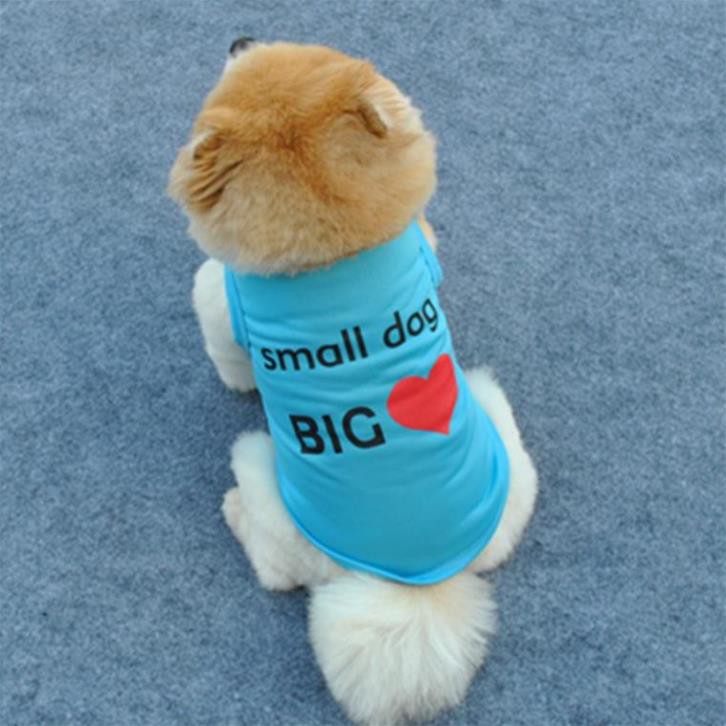 HN- Áo thun chó mèo hình tim loại áo mùa hè không tay Small Dog Big love