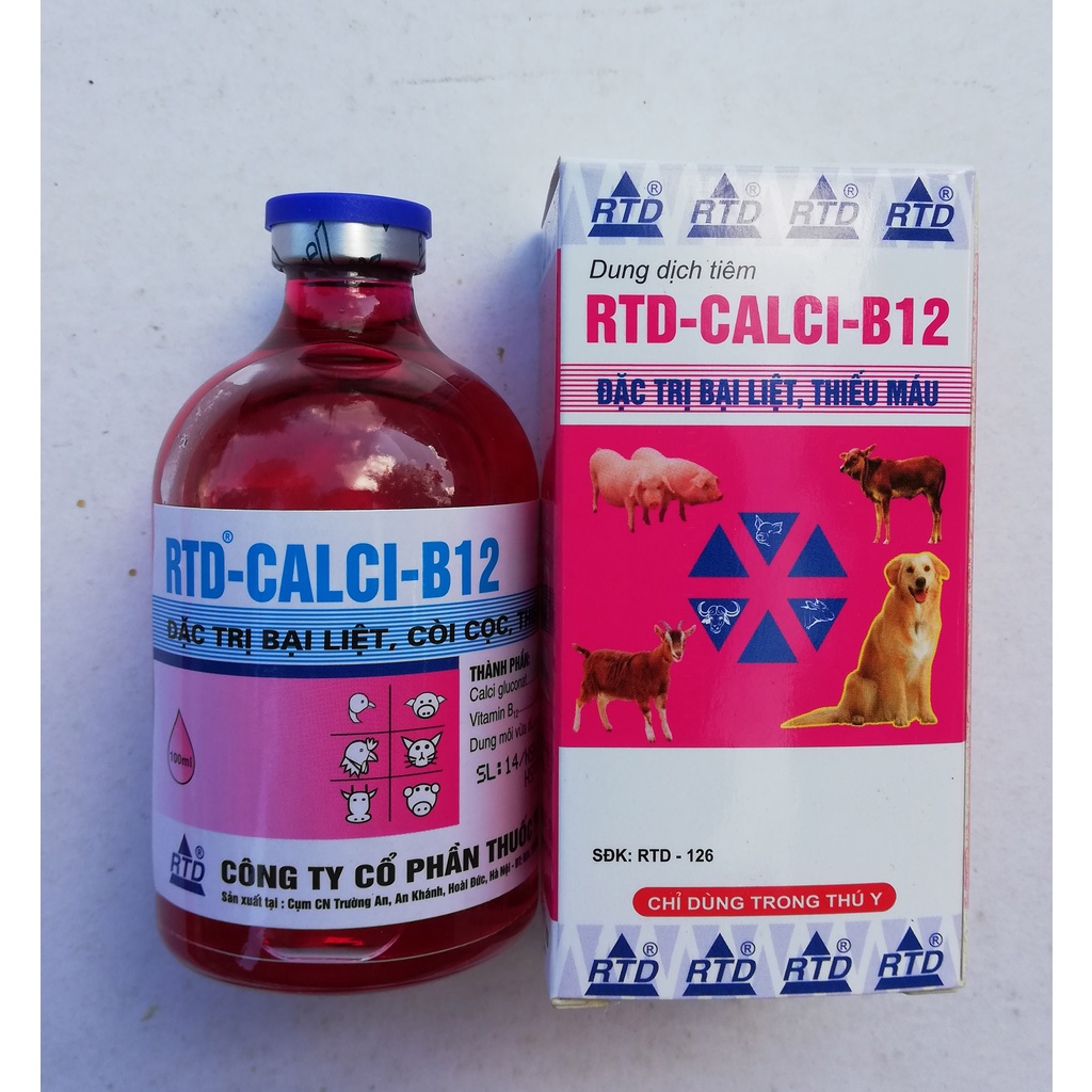 1 lọ RTD-CALCI-B12 100ml Dùng cho trâi, bò, lợn, gia cầm, chó, mèo