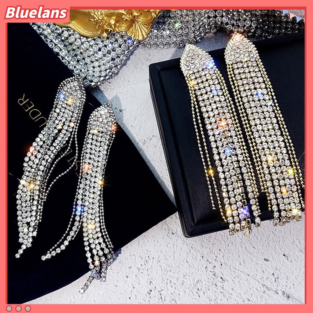 1 Đôi Bông Tai Tua Rua Đính Đá Lấp Lánh Thời Trang 48h