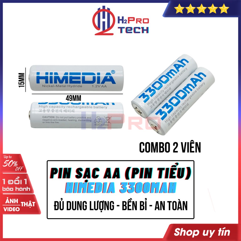 Pin Sạc AA, Sạc Pin Tiểu AA HIMEDIA 3300Mah 1.2V Cao Cấp, Đủ Dung Lượng, An Toàn, Bền Bỉ (4 Viên/ 2 Viên)-H2Pro Tech