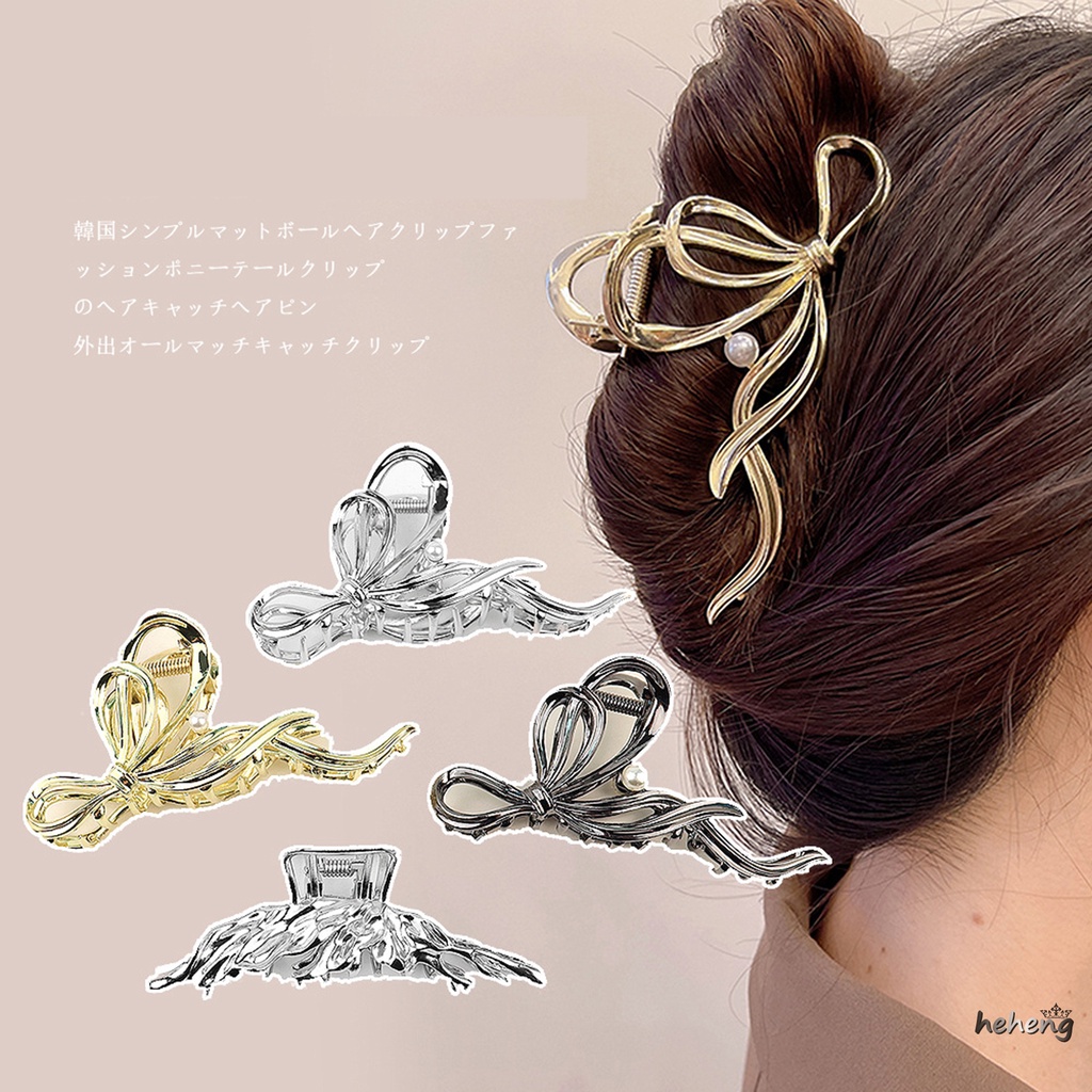 Kẹp Tóc Nơ Bằng Kim Loại Phong Cách Vintage Phù Hợp Cho Người Yêu