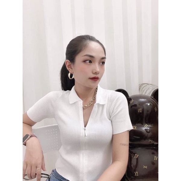 Áo polo trắng nữ