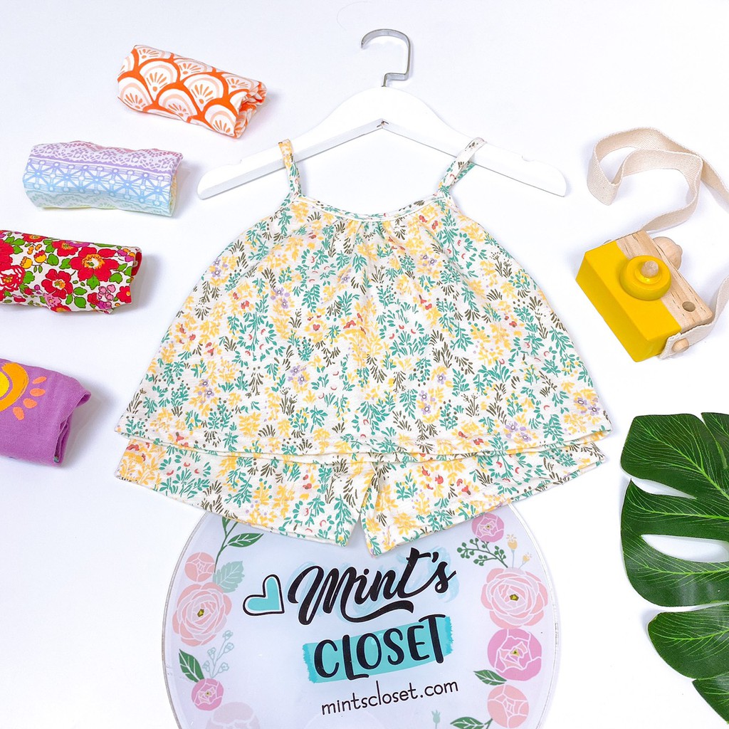 Đồ Bộ 2 Dây Họa Tiết Bé Gái Size 3 Tháng - 3 Tuổi MINTSCLOSET Mint's Closet - S748 - GA2057