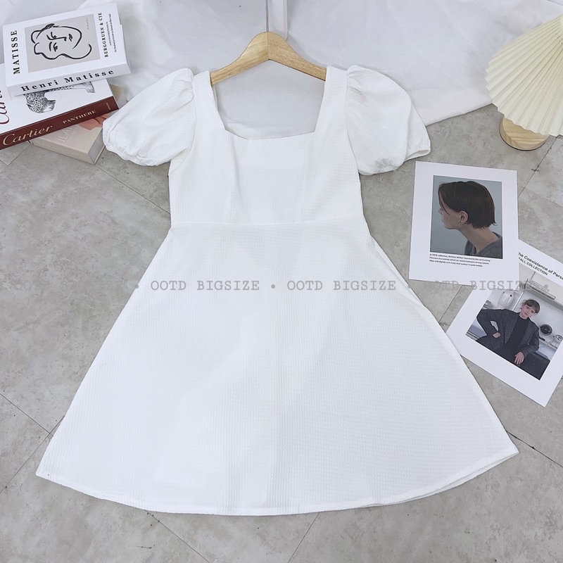 Đầm bigsize nơ lưng poly tổ ong
