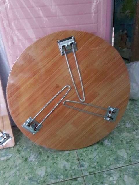 Bàn tròn vân gỗ chân láp 60cm | BigBuy360 - bigbuy360.vn