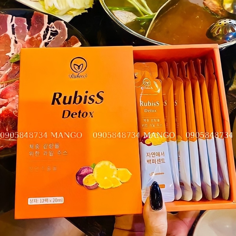 Nước uống RUBISS DETOX giảm cân trái cây dứa -chanh dây an toàn ko gây mệt mỏi giảm ngay 3-8kg sau 1 lt sd