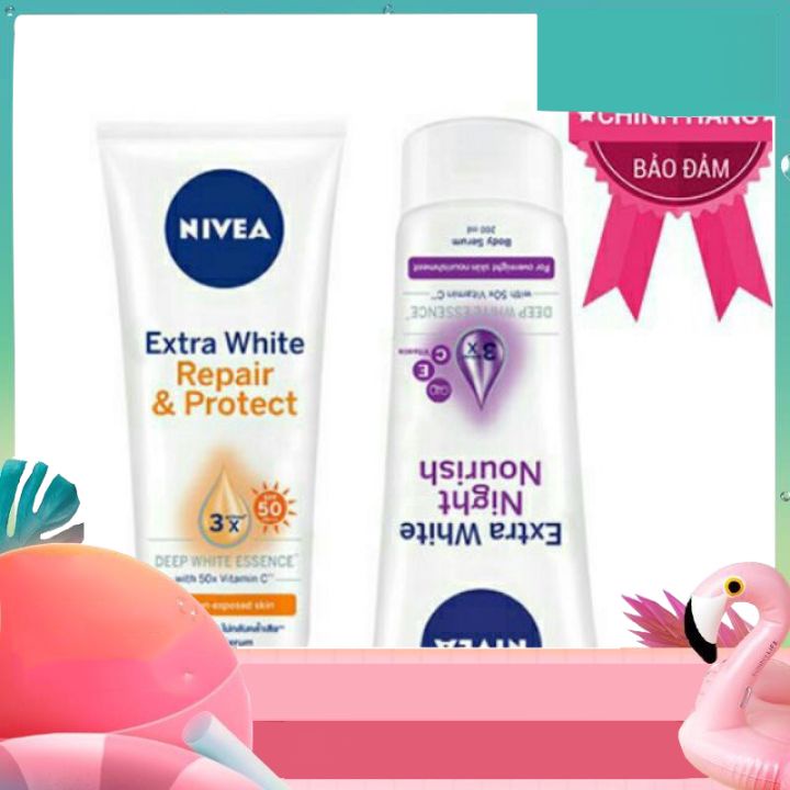 ]Serum Dưỡng Thể Nivea Trắng Da Ban Đêm 200ml VÀ BAN NGÀY 200ML