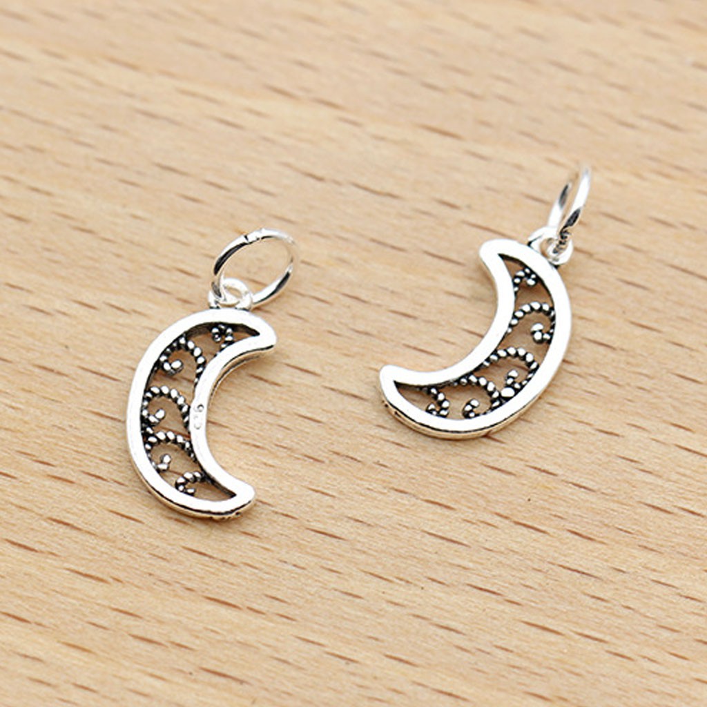 Phụ kiện Charm bạc Mặt treo mặt trăng