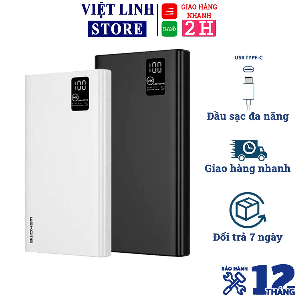 Sạc Dự Phòng 10000mah, 20000mah WK 121/123, sạc nhanh PD 5A 22.5W - Việt Linh Strore