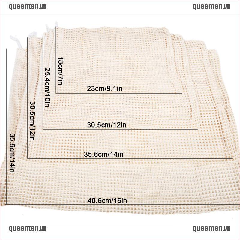 Reusable Grocery Produce Bags Cotton Kitchen String Net Tote Bag Fruit Vegetable QUVN