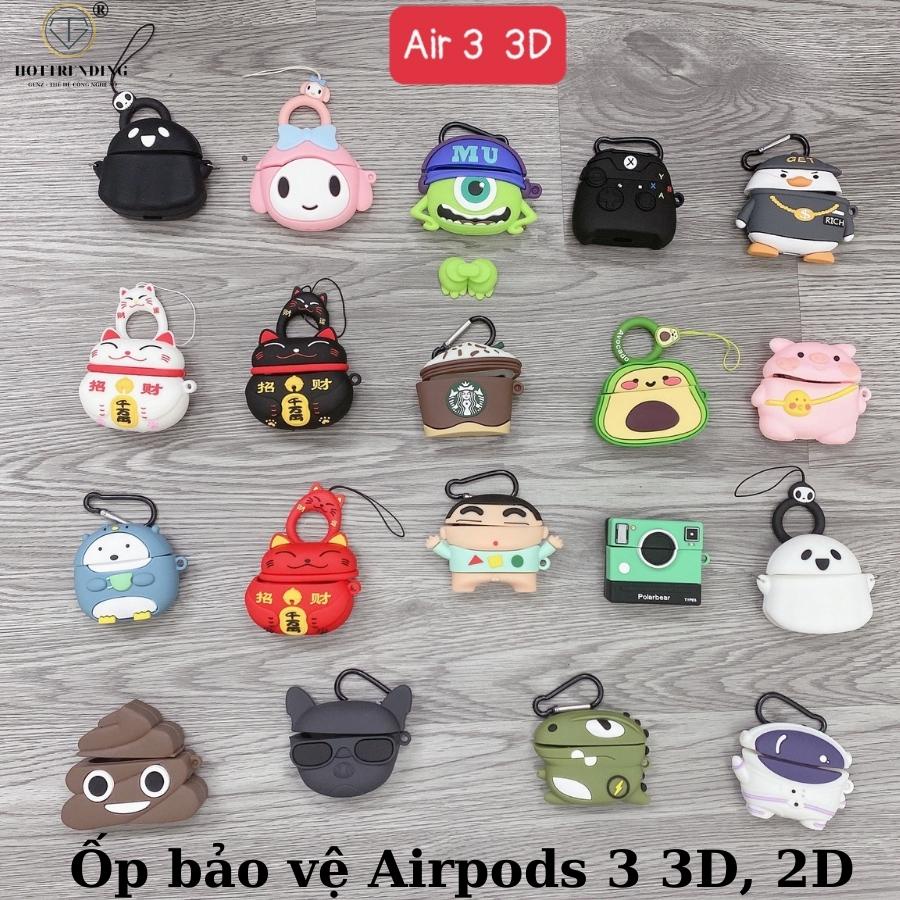 Ốp silicon bảo vệ Airpods 3, chống trầy xướt Airpods 3 theo phong cách Cute (Tặng kèm dây đeo)