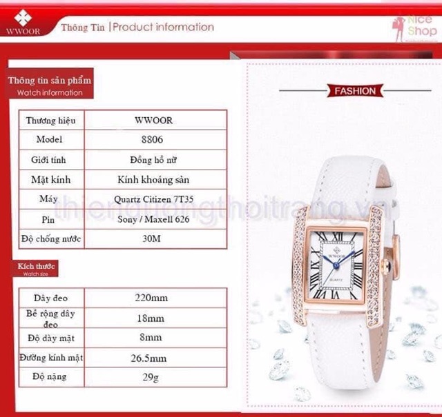Combo đồng hồ nữ Wwoor chính hãng