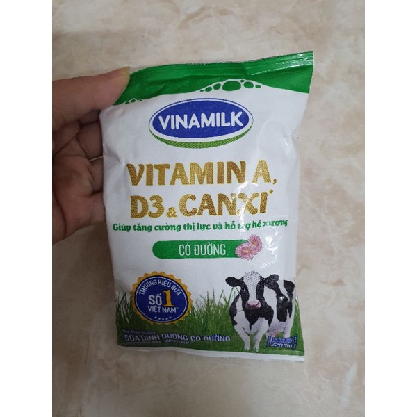 Sữa tươi bịch vinamilk A&D3 canxi không đường / ít đường sẵn giao nowship
