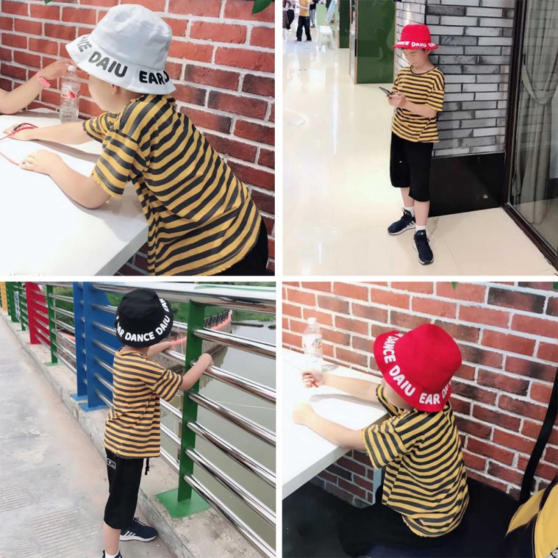 Nón Bucket hoạ tiết chữ chống tia UV cho bé
