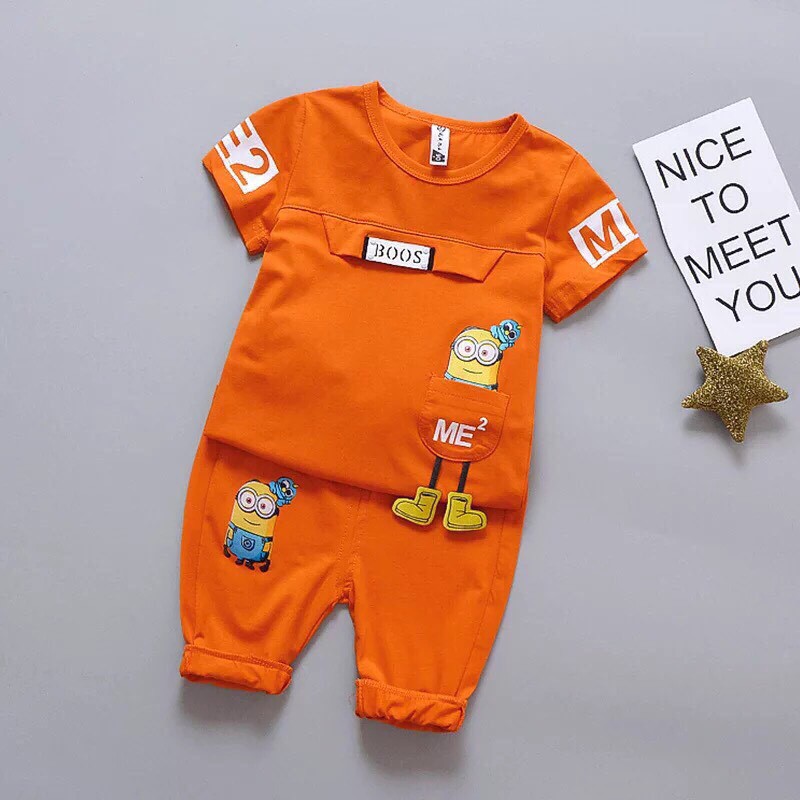 [ xả kho ] EB Set bộ quần áo trẻ em in hình BOSS MILION dành cho bé 8-18kg. Thiết kế bắt mắt, màu sắc tươi sáng.