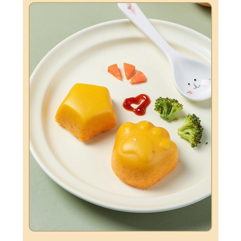 Set 4 Khuôn Hấp Trứng, Hấp Đồ Ăn Dặm, Làm Thạch cho bé (Tặng cọ + tách trứng) Babibu - Set4KH