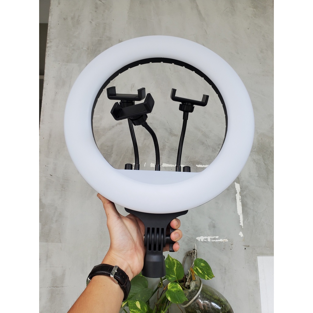 Đèn LED RL14 36cm hỗ trợ Livestream 3 điện thoại, Makeup, chụp hình studio, bán hàng online facebook tiktok đổi 3 màu