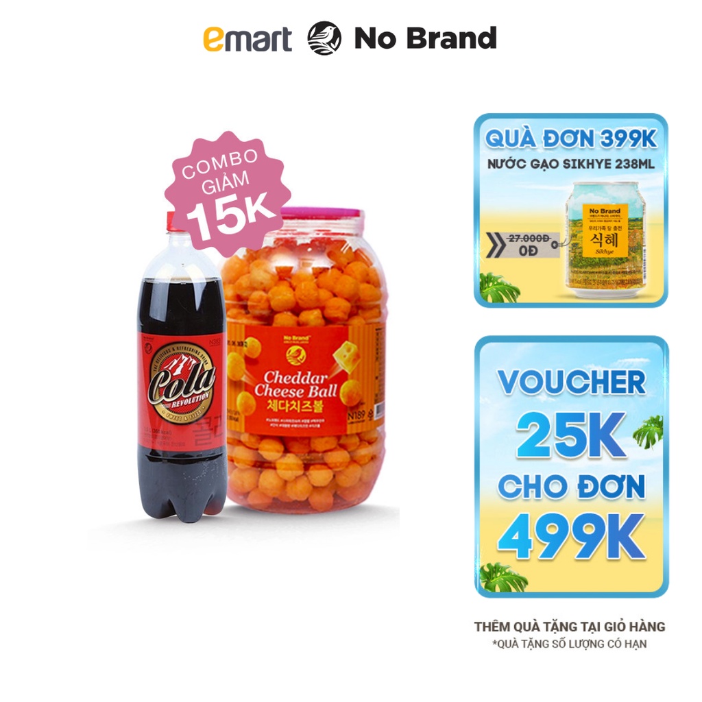 Combo Chill Phim Cuối Tuần - Snack Phô Mai Viên và Cola No Brand - Emart VN