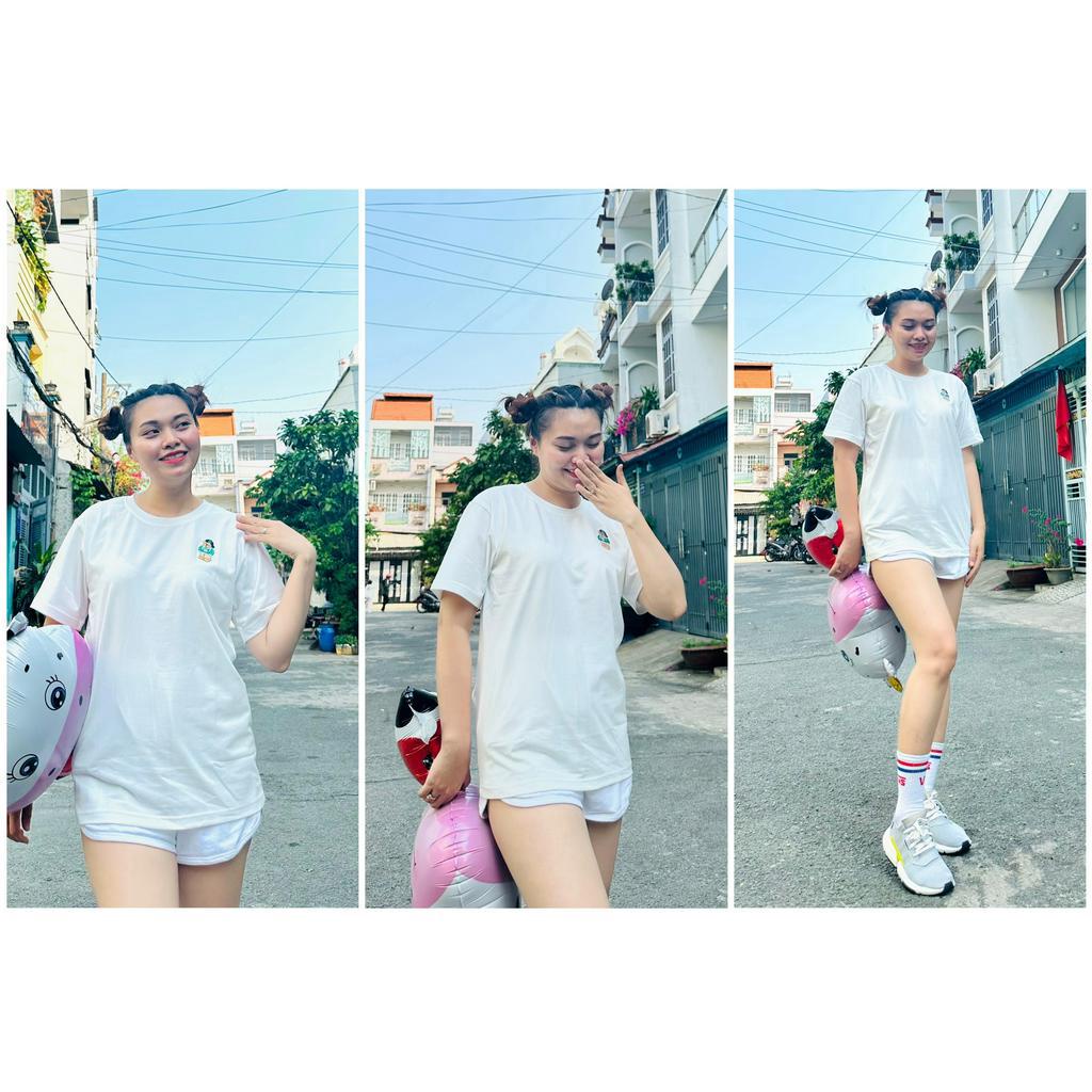 Áo thun cổ tròn Unisex thêu gấu