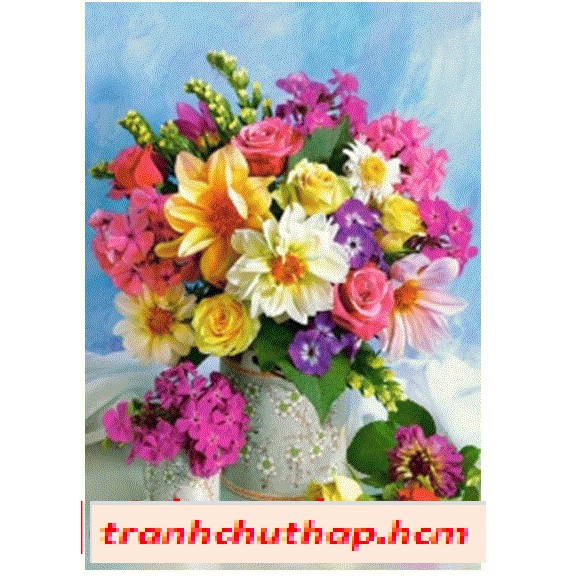 Tranh đính đá BÌNH HOA LV207 (50x68cm) chưa đính