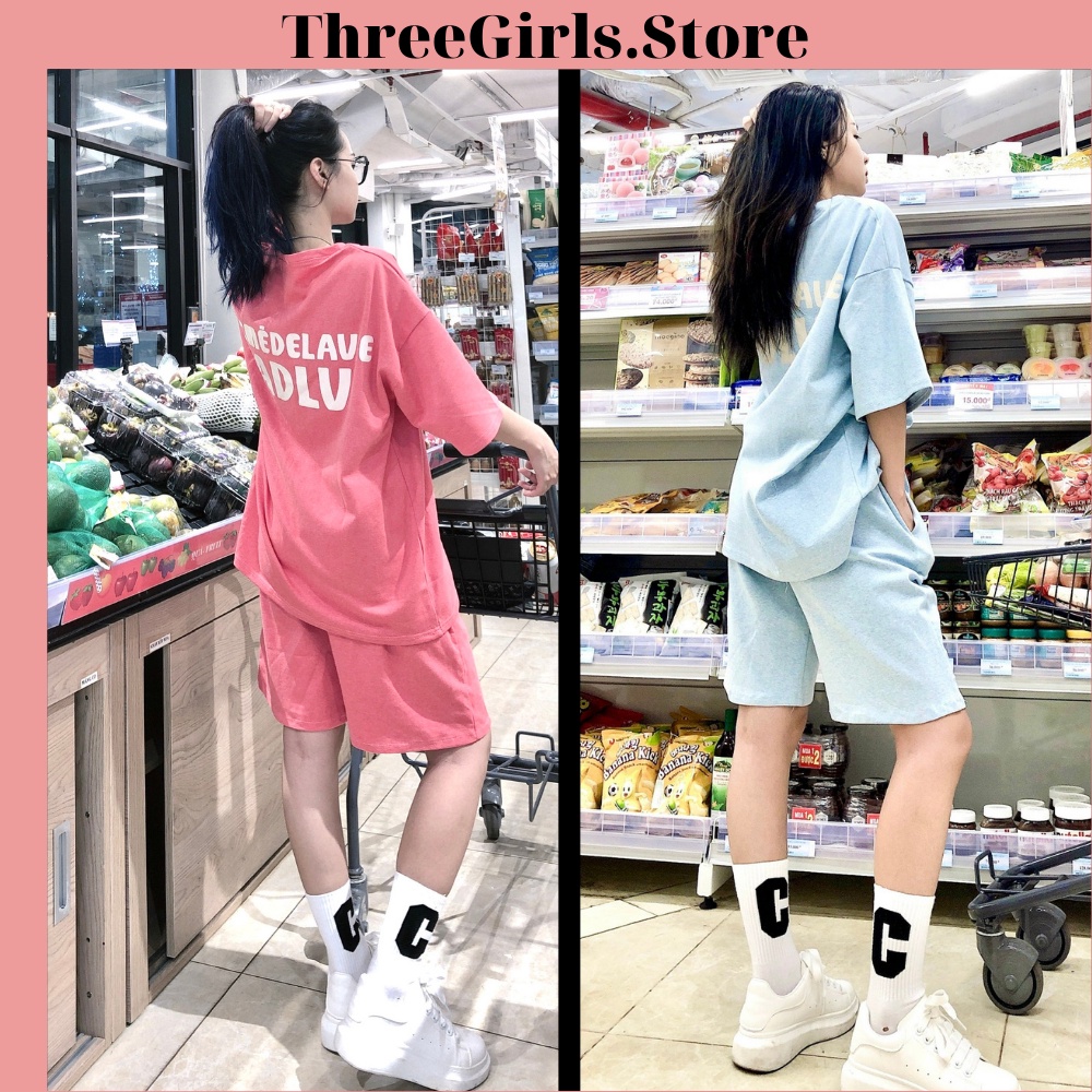 Đồ bộ thun nữ mặc nhà mùa hè ADLV, bộ đùi thể thao nữ chất cotton lên form cực mát siêu thấm mồ hôi ThreeGirls.Store