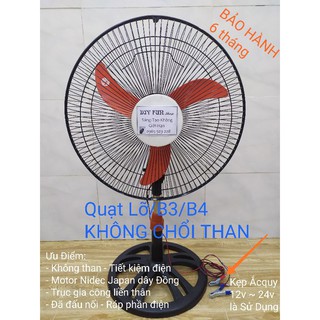 Quạt lỡ KHÔNG CHỔI THAN 12v - 24v Motor Nidec Kẹp Ắcquy