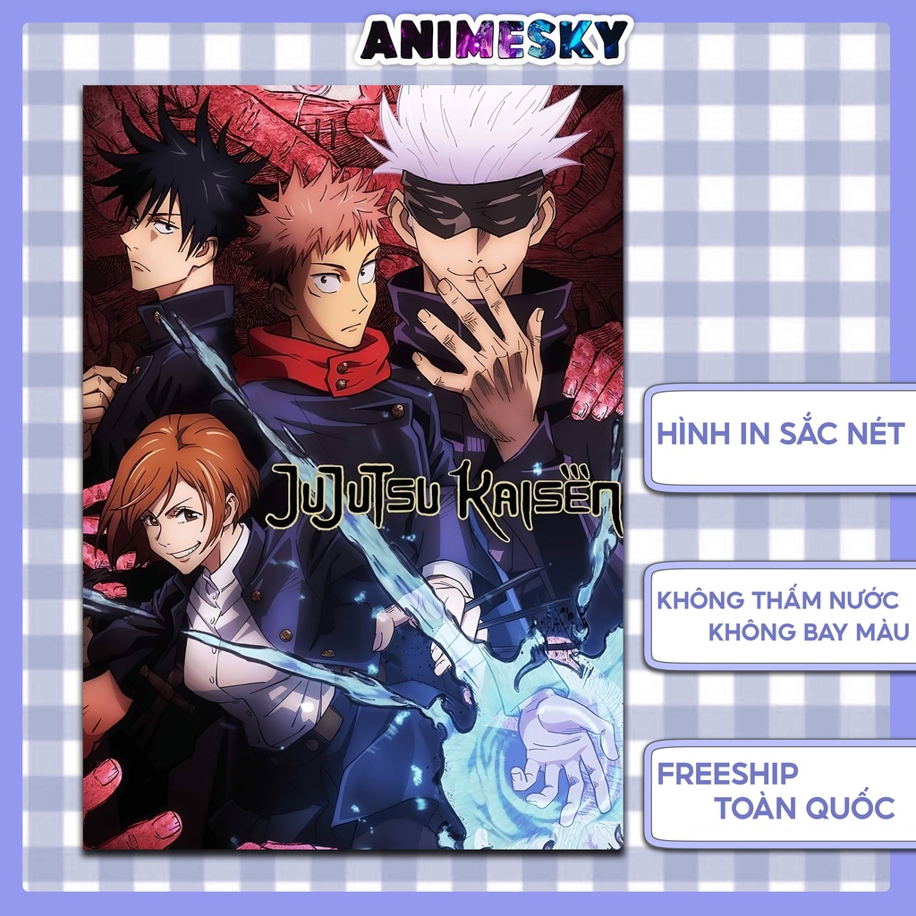 Poster tranh treo tường anime Jujutsu Kaisen Chú thuật hồi chiến - Poster in hình animesky