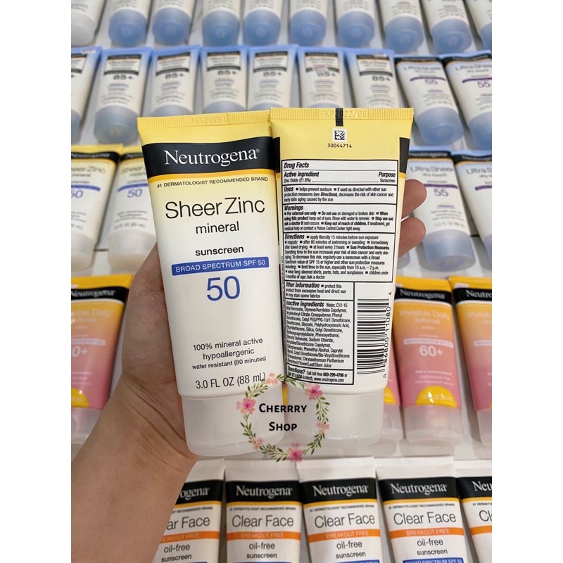 [Thanh Lý] Kem Chống Nắng Nâng Tone Nhẹ Neutrogena Sheer ZinC Dry Touch SPF 50 (88ml)