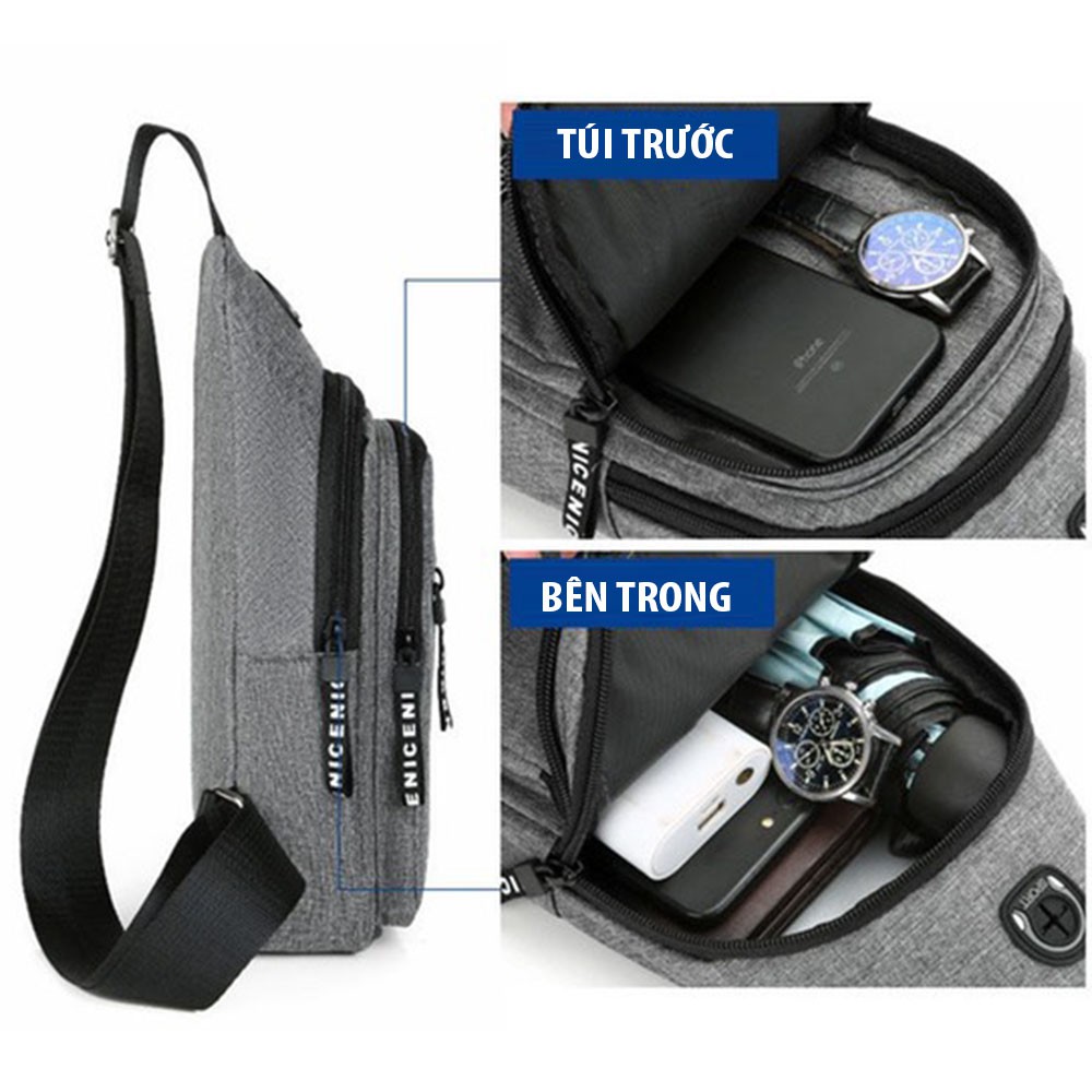 Túi đeo trước ngực nam và nữ Korian kèm dây cắm USB - RiBi Shop | BigBuy360 - bigbuy360.vn