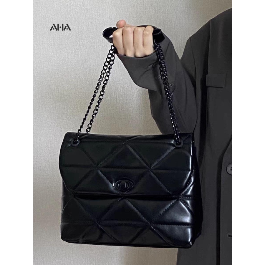 Túi xách AHA official da mềm họa tiết hình thoi phối dây xích thời trang sang trọng cho nữ