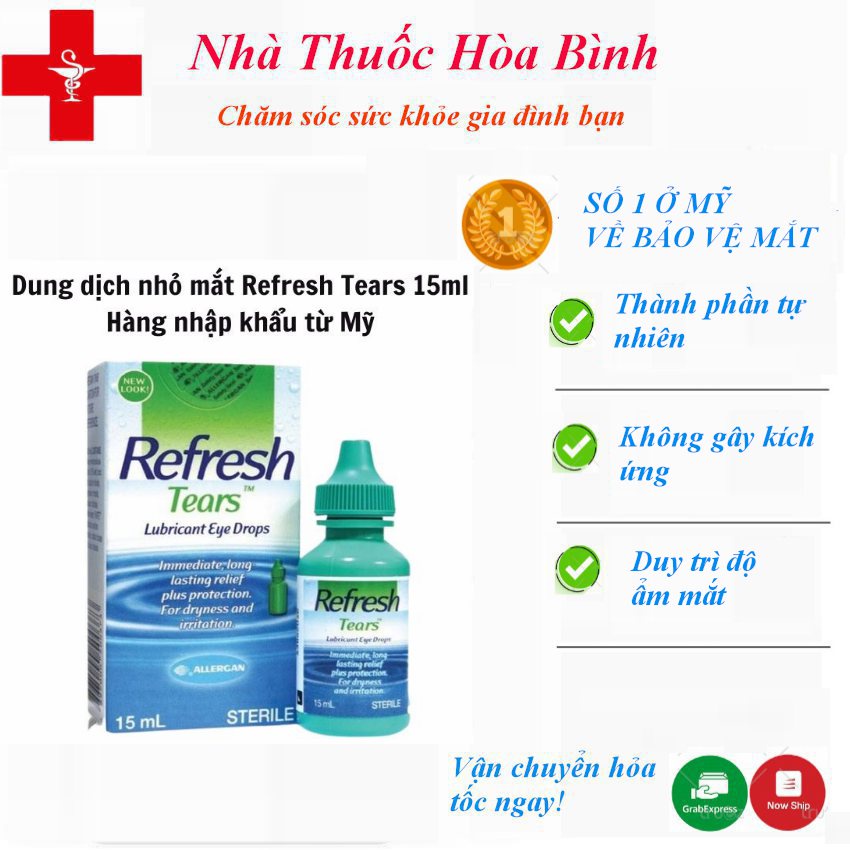 Dung dịch nhỏ mắt Refresh Tears (Lọ 15ml)-Date dài