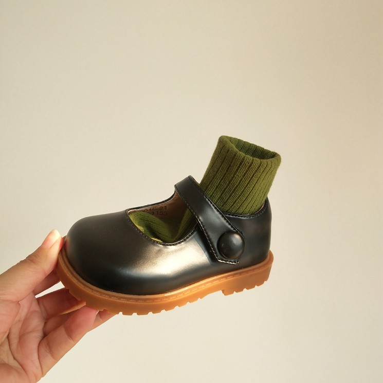 Giày Lười Da Đế Mềm Màu Trơn Phong Cách Hàn Quốc Cho Bé