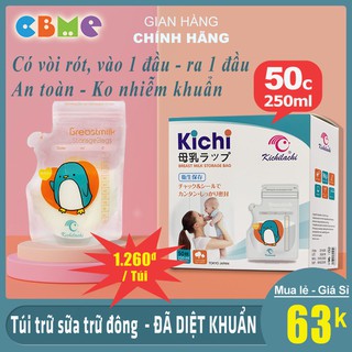 Túi trữ sữa, đựng sữa mẹ Kichilachi 250ml, có vòi rót an toàn cho bé dạng mỏ vịt(Hộp 50c)