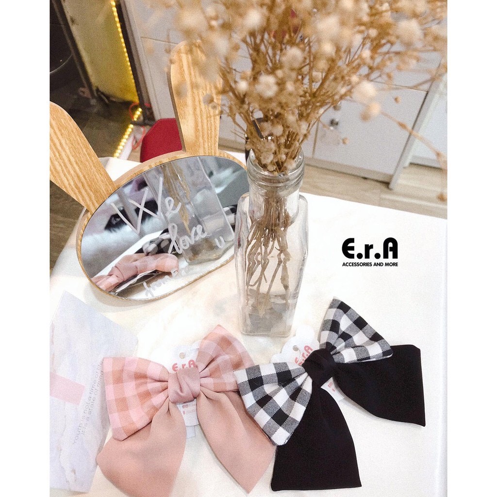 Kẹp Nơ Thiết Kế Era - Caro Phối Màu Và Voan (mã 3) (chọn mẫu qua tin nhắn)