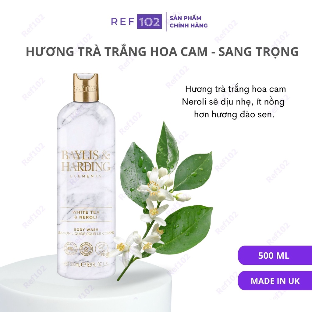 Sữa tắm cao cấp Baylis Harding Trà Trắng Neroli và Pink Blossom Lotus 500ml made in UK